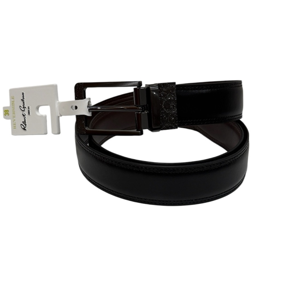 NWT Robert Graham Men’s Barolo Leather Belt Reversible Sz 38 Classic Timeless